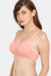 Rosaline Everyday Double Layered Non-Wired 3/4th Coverage  T-Shirt Bra - Peach Passion Print — thumbnail 3